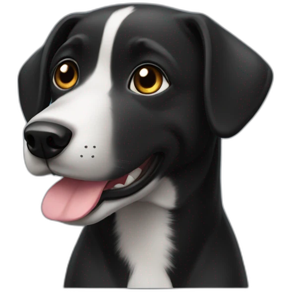 Un chien noir qui fais coucou emoji