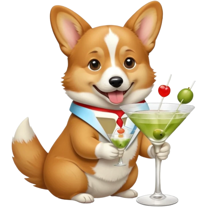 Corgi drinking a martini emoji