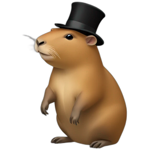 Capybara in a black top hat full body side view emoji