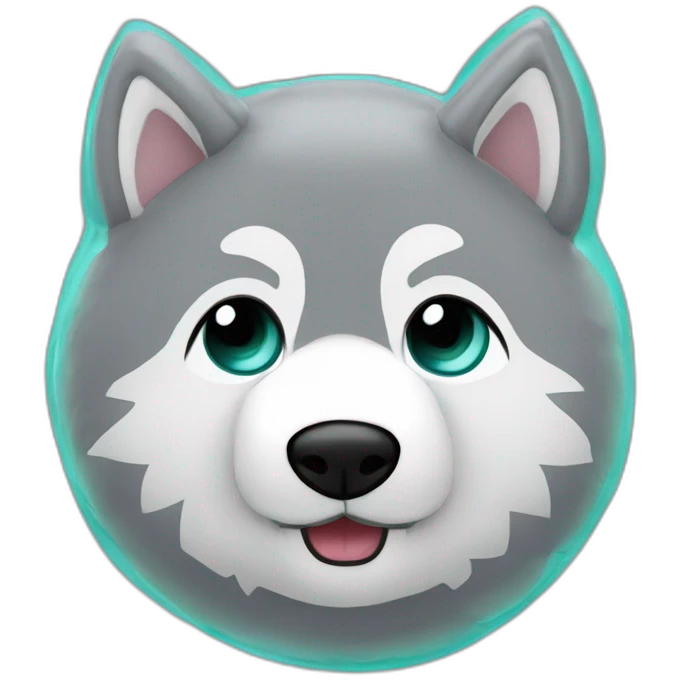 grey wolf squishmallow with dark turquoise eyes emoji