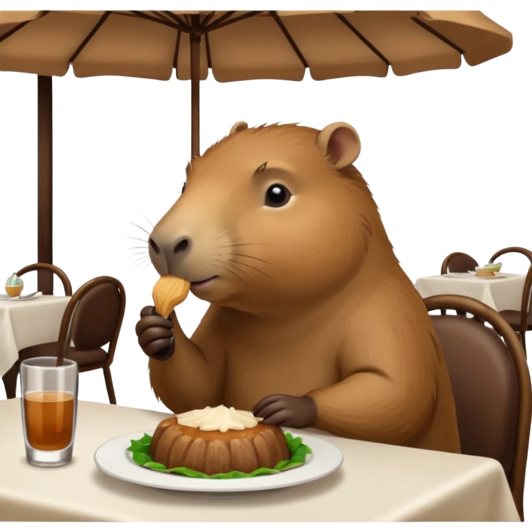 capiabra at a restaurant table emoji