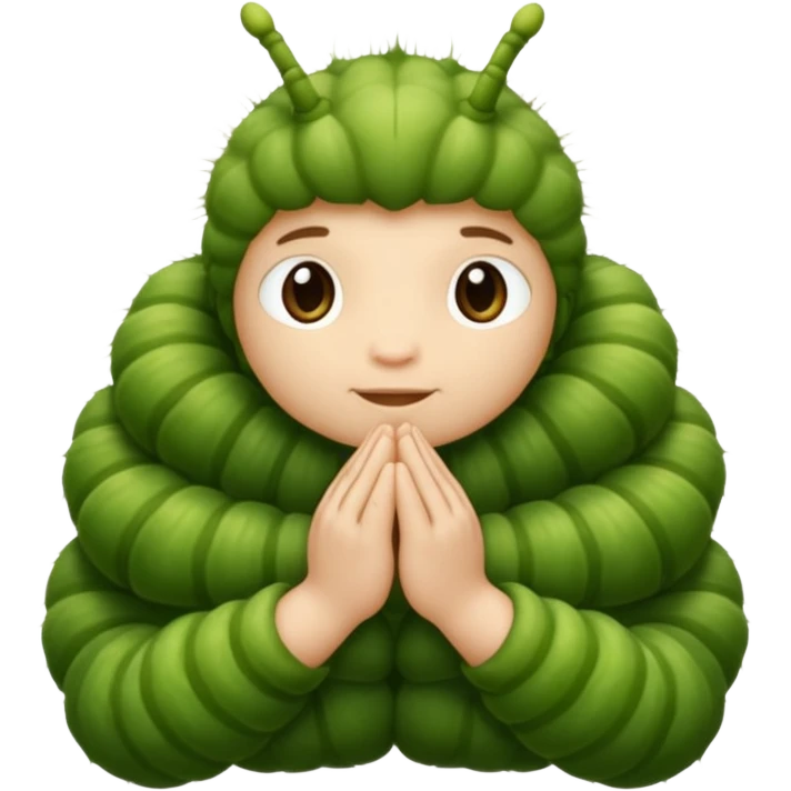 catepillar with many little praying hands emoji