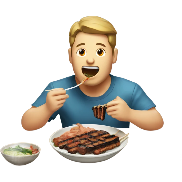 man eating korean bbq emoji