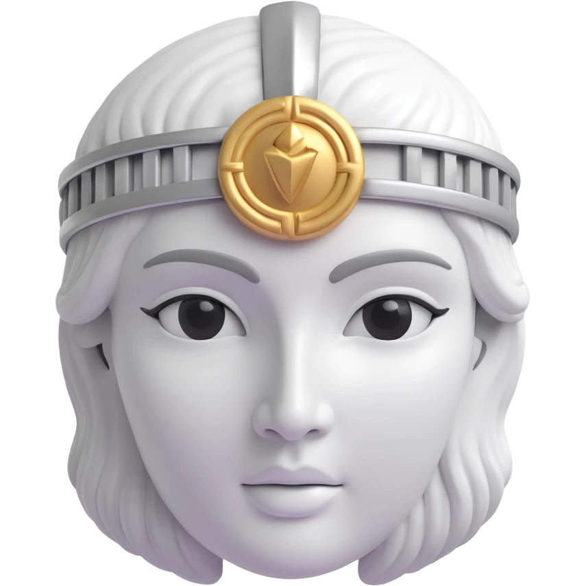 close-up 3D Athena face, silver color, marble statue texture, 3D emoji style emoji