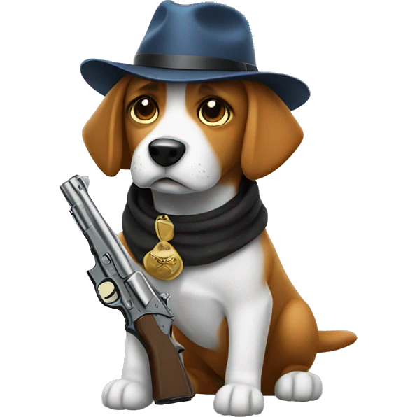dog with a gun with hat emoji