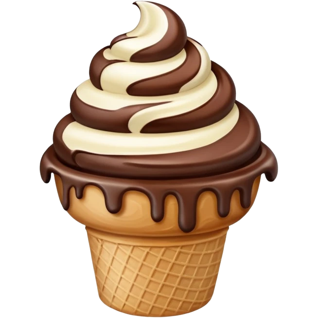 melted white and dark chocolate ice cream emoji
