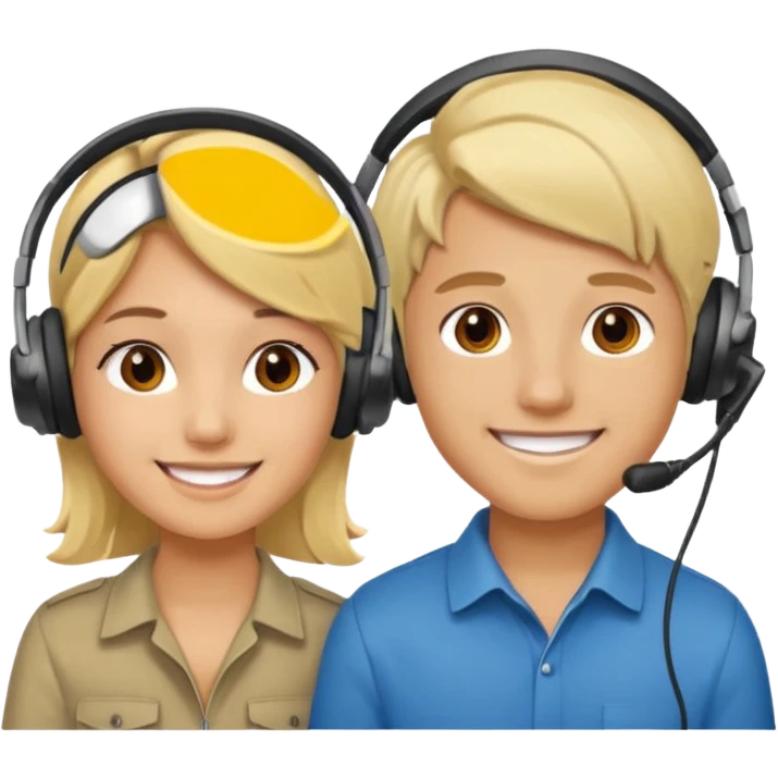 pc gamer very blonde boy and latina girl with headsets emoji