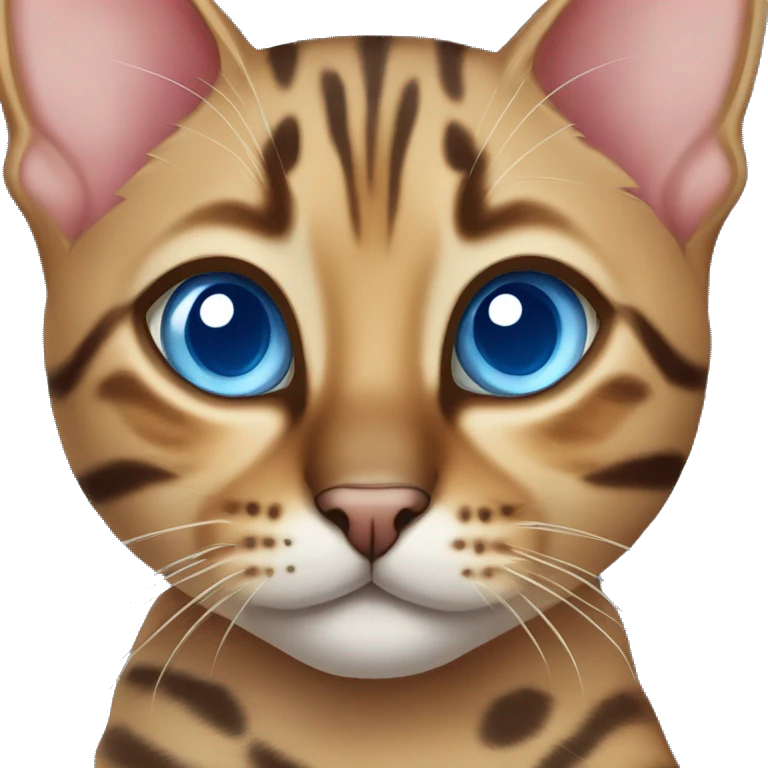 Bengal cat with cute blue eyes looking forward  emoji