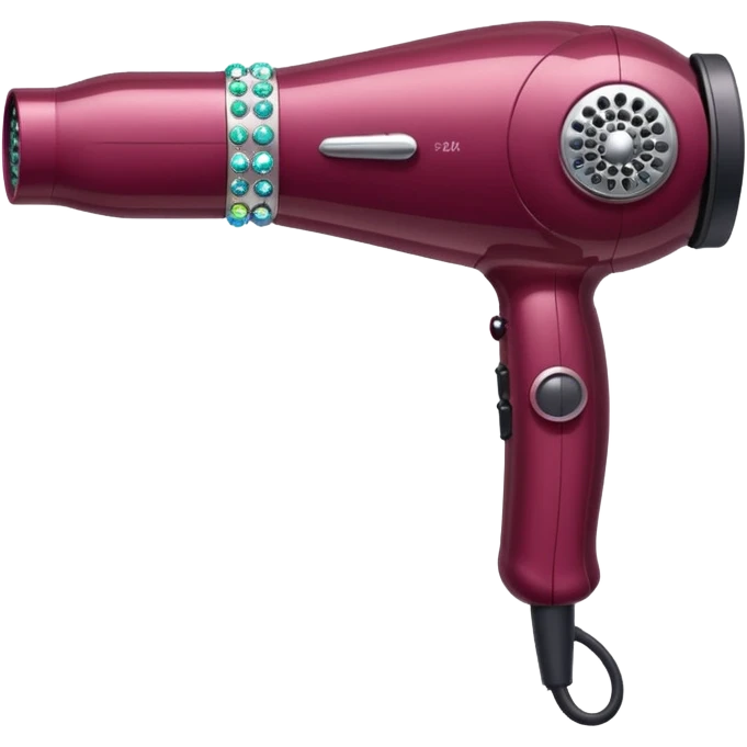 burgundy blow dryer covered in gems emoji