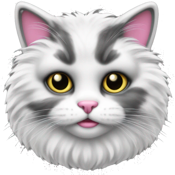 Fluffy cute cat black and white with pink nose and judgmental eyes emoji