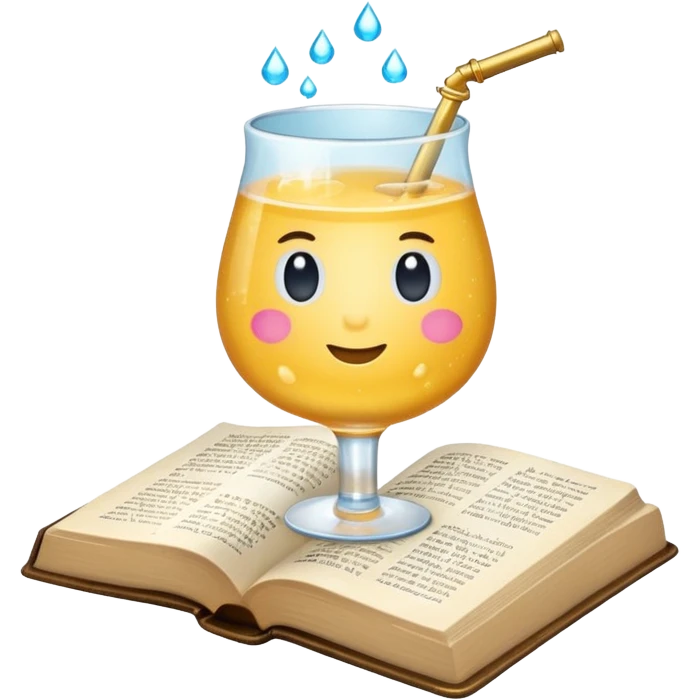 A sparkling Bubblr drink holding a Bible emoji