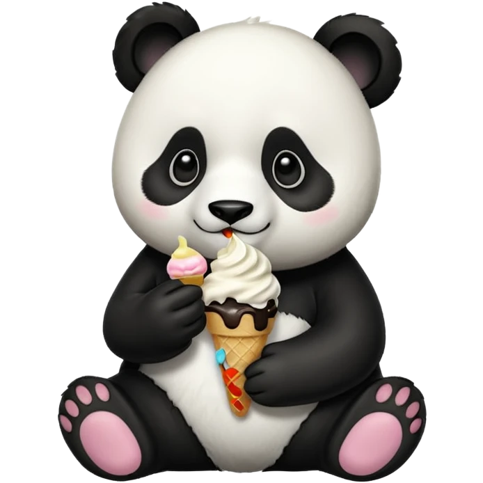 Panda eating ice cream emoji