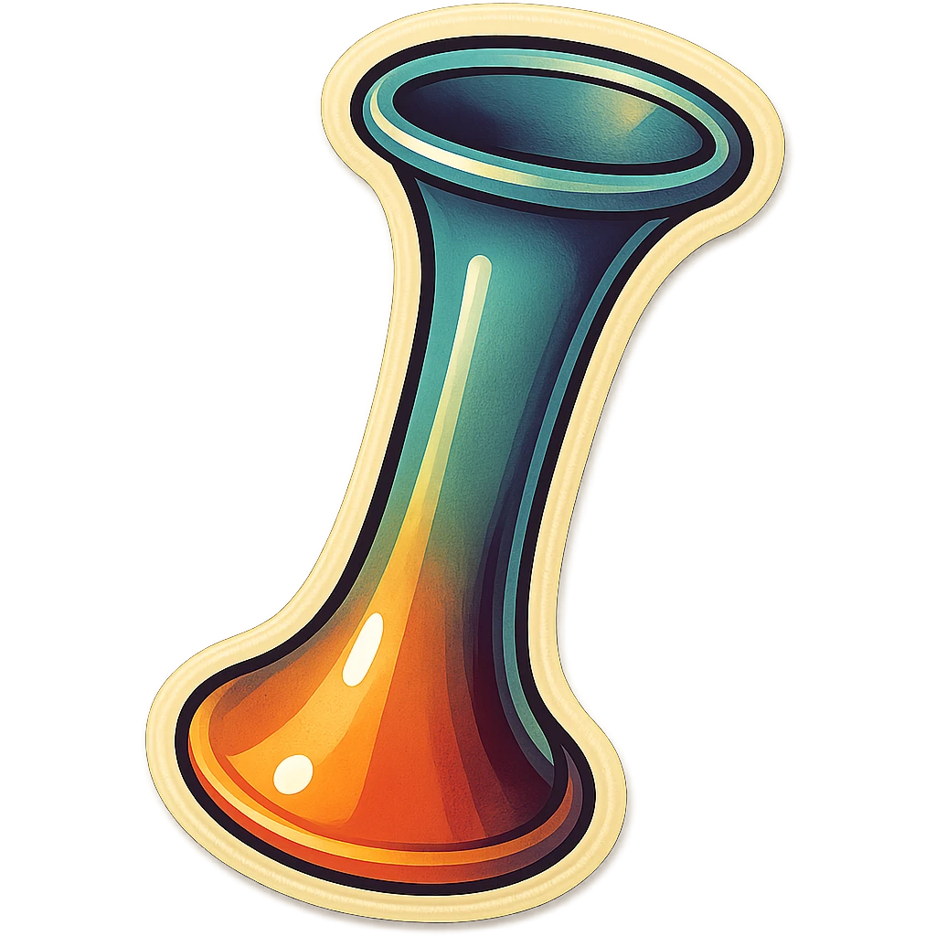 Obstetric Pinard stethoscope, perspective view, retro stickers style, soft rounded shapes, expressive contours, vintage color palette, light paper texture, shadows and highlights, transparent background emoji