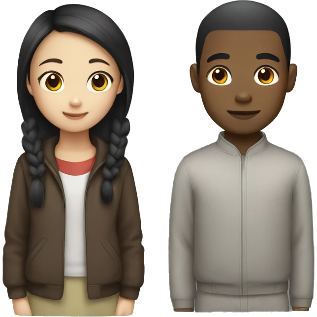 asian girl and black boy emoji