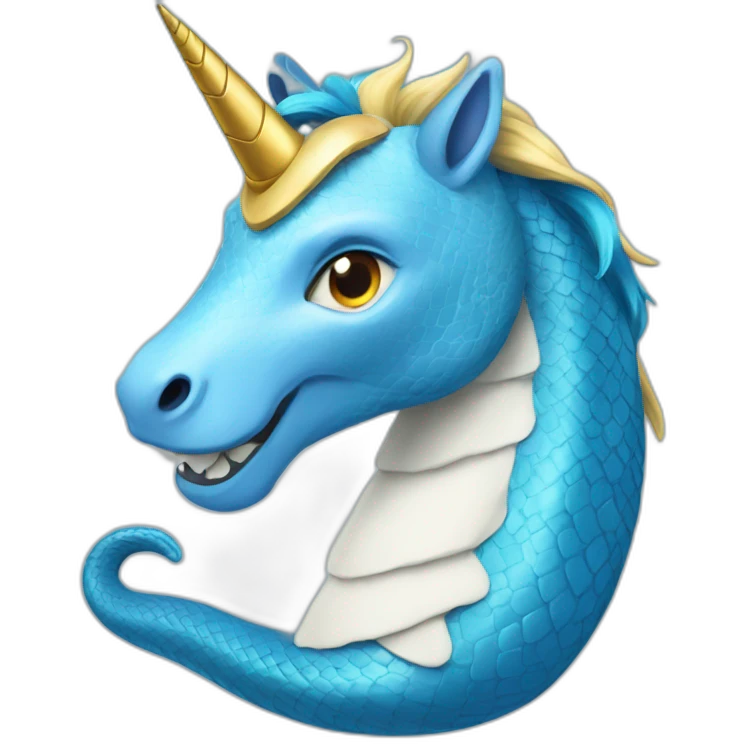 a blue python with the head of a unicorn emoji