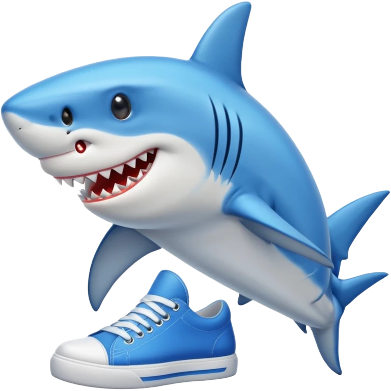 Shark with blue shoes on emoji