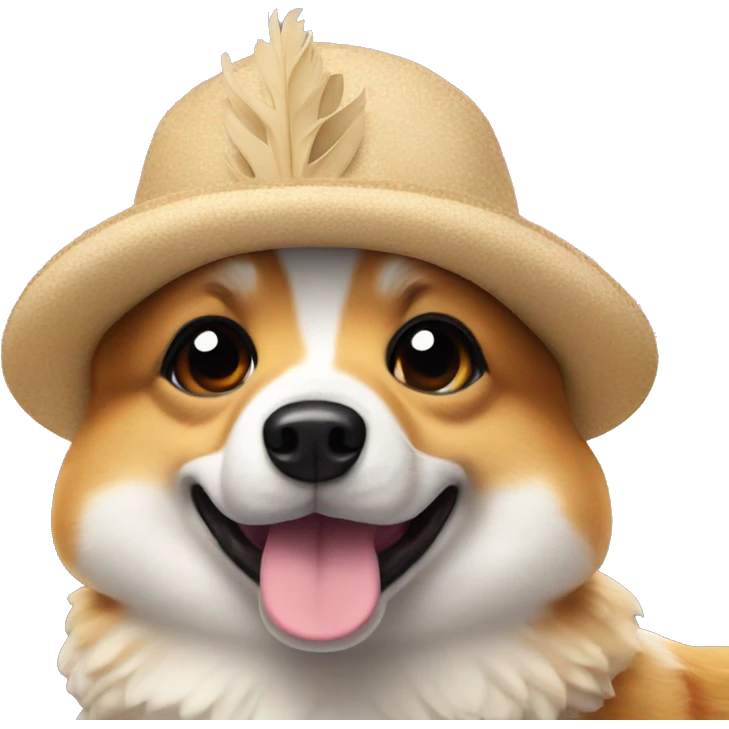 Corgi wearing an ostrich costume at sunset  emoji