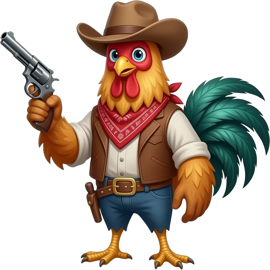 Rooster cowboy with gun emoji