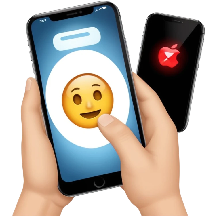 one hand showing iphone with screen, only hand and phone emoji