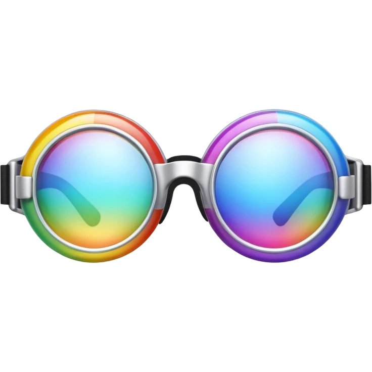 silver simulation rainbow blendglass goggles emoji