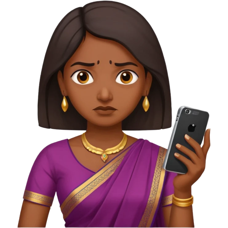 generate an indian female teacher calling on mobile. looking mad. Dressed in a saree emoji