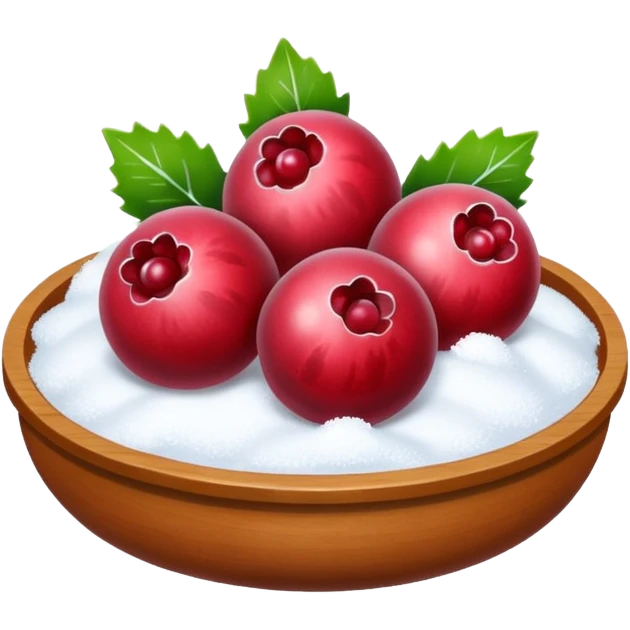 Cranberrys in the snow (powered sugar) emoji