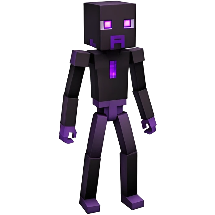 Minecraft Enderman full body, tall black blocky character with purple eyes emoji