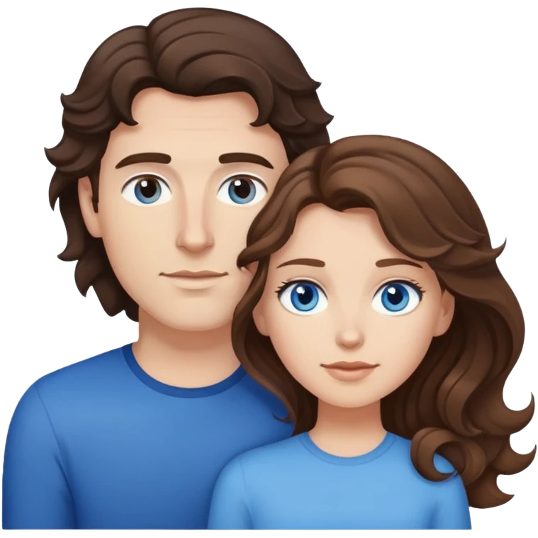White man with dark brown wavy hair and brown eyes laying next to a white female with light brown hair and blue eyes  emoji
