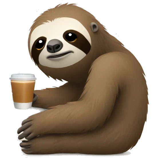 tired sloth with laptop and espresso tonic emoji