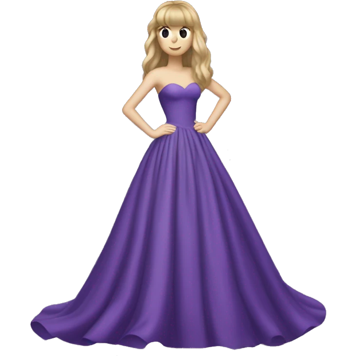 Taylor Swift in a long purple ball gown full body long blonde hair with bangs emoji