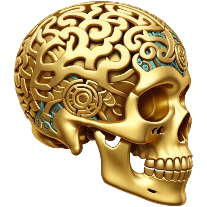 golden brain skull emoji