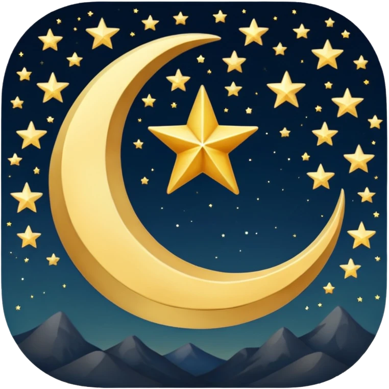 Star and Crescent emoji with black background and no face only star and crescent. emoji