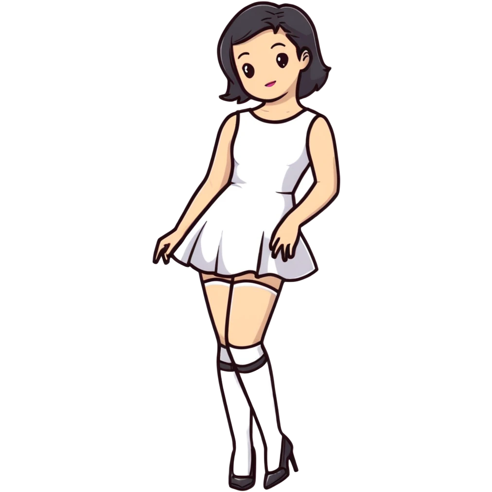 Girl in a cute fashionable dress with stockings and high heel shoes emoji