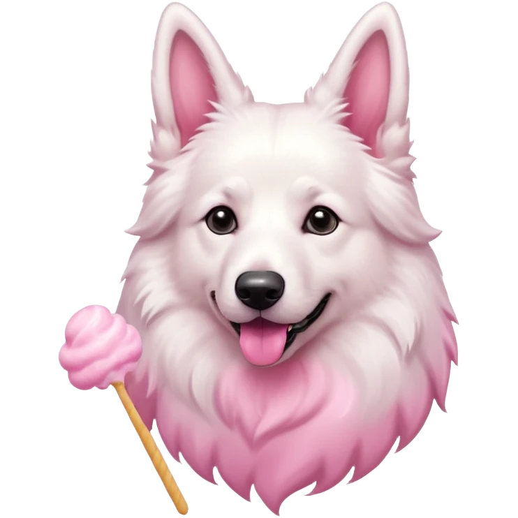 White belgian Shepard loves Cotton candy  in fall emoji