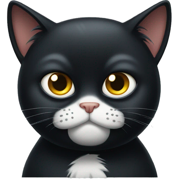 Grumpy Black cat with white chin emoji