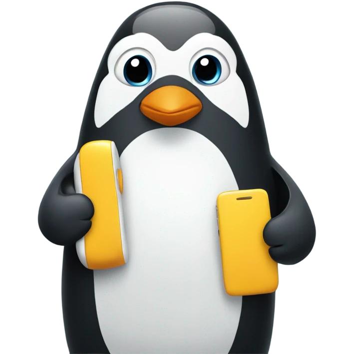 penguin holding a phone emoji