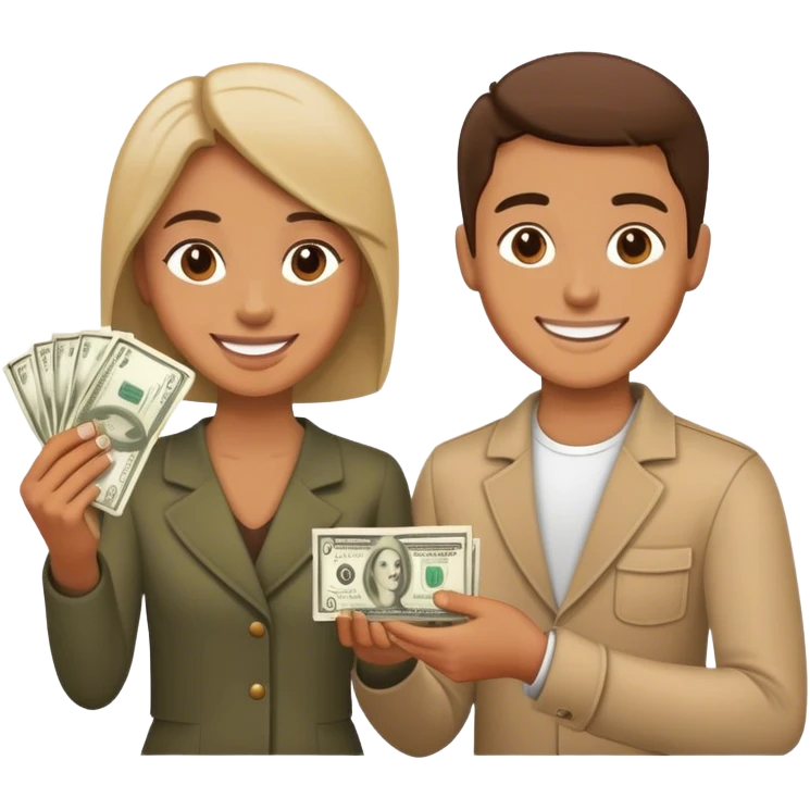 Person handing someone cash donation emoji