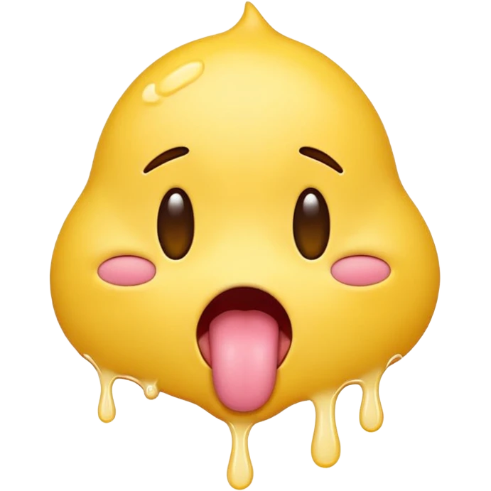 yellow emoji with its eyes closed and tongue hanging out its mouth dripping with white colored saliva emoji