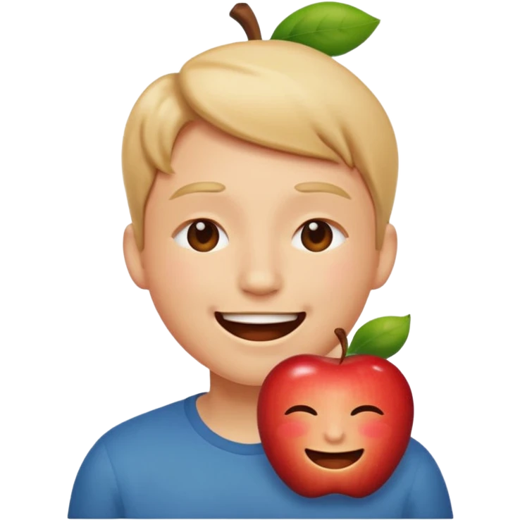 Make me an apple emoji of a person smiling with eyes closed and an open mouth with no teeth emoji