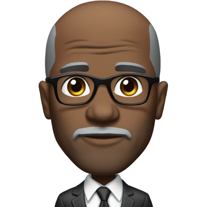 deon sanders with small round face and suit and glasses and buzz cut and small black eyes and small gray bearded and small black eyes and wrinkled forehead emoji