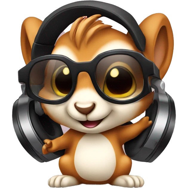 a cute little Dj-squirrel in the earpods and sunglasses emoji