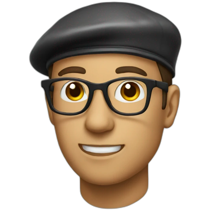 man with beret and nerd glasses. emoji