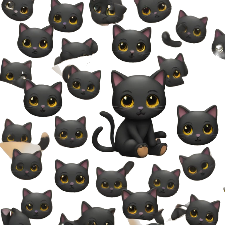 cute black kitten with backpack emoji