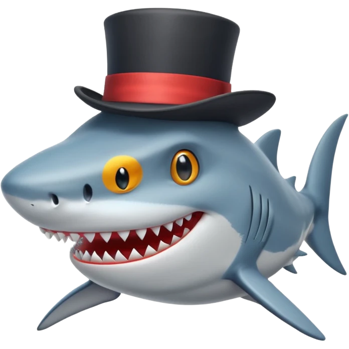 Shark with a top hat emoji