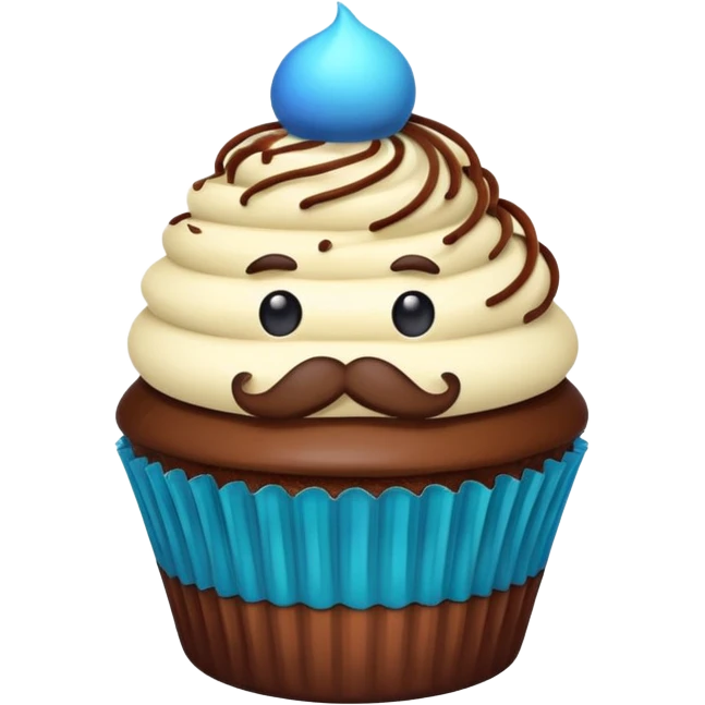 mustached cupcake emoji