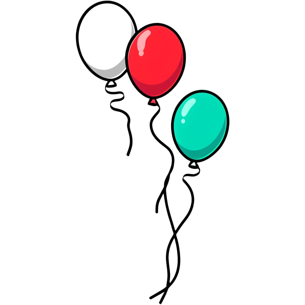 Happy celebration with balloons and streamers emoji
