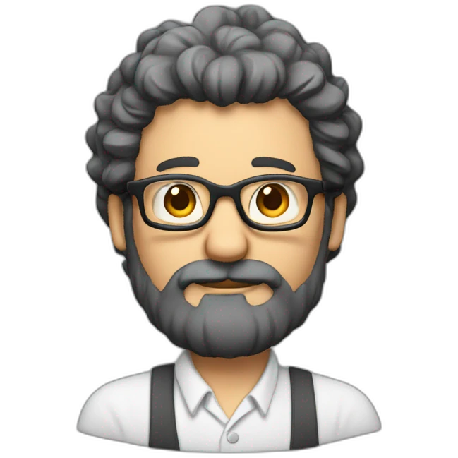 Profesor gordo, con pelo obscuro, barba y gafas emoji