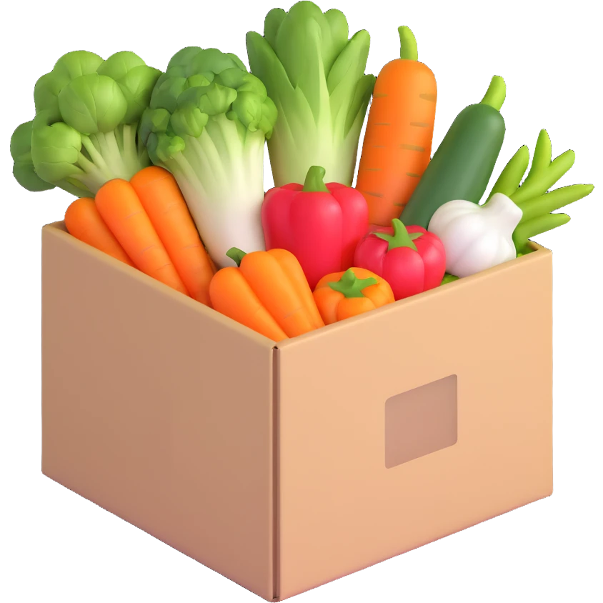 box of fresh vegetables at the entrance of a house emoji