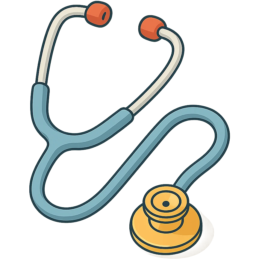 stethoscope front view, tubes slightly twisted, 2D isometric style, highly detailed drawing, detailed shadows and highlights, clean contours, soft lighting, transparent background emoji