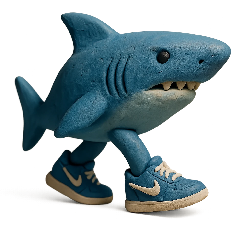 blue shark in blue Nike tennis shoes emoji